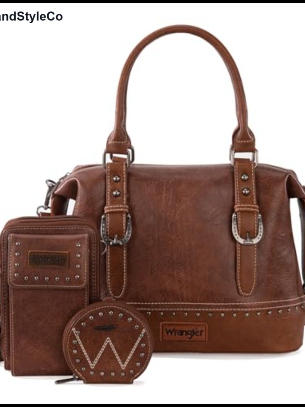 Wrangler Doctors Bag 3-Piece Purse Set Faux Leather Top Handle Satchel